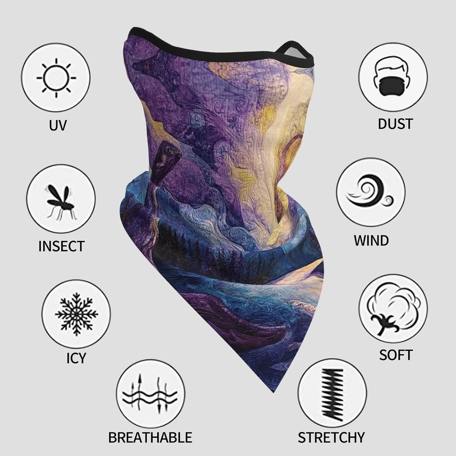 Protection Neck Gaiter Face Cover Rotating Water Universe Balaclava Scarf Mask, Windproof Breathable Sun Shield for Men Women, Skiing Hiking Cycling Outdoor Sports