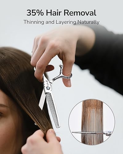 Miniatura 14 de Tijeras para adelgazar el cabello, tijeras de corte de dientes, peluquero profesional, peluquería ULG para peluquería texturizadora, borde