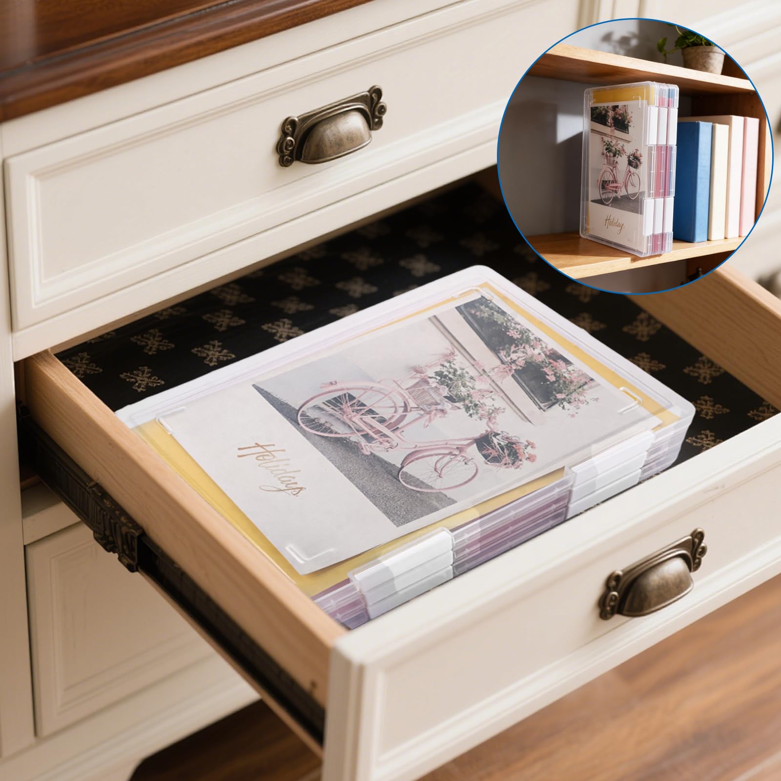 6 Pièces Boite Rangement A4, Boite de Rangement Plastique Transparente avec Fermeture Blanche, Range Documents 307 x 230 x 20 mm pour Bureau, Ecole et Maison