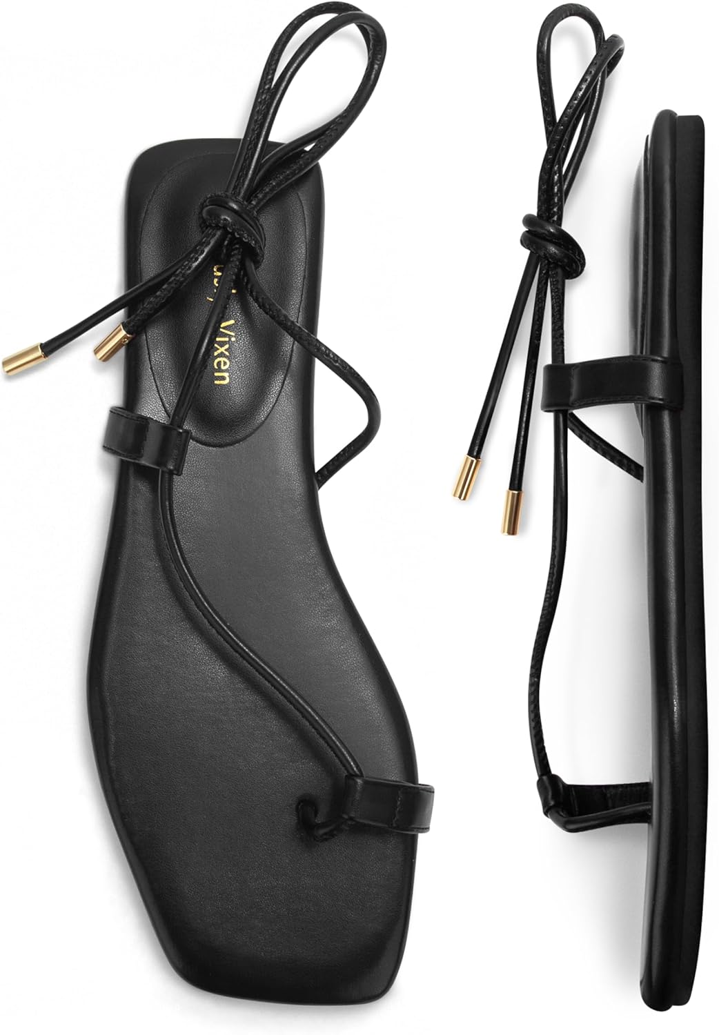 Women's Lace Up Sandals Strappy Flats Gladiator Wrap Flip Flop Tie Open Ring Toe Summer Shoes - Image 5