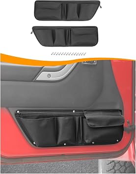 Hoolcar Front Door Storage Pockets Side Organizer Bag Door Net Pocket Replacement Compatible with Jeep Wrangler JK JKU 2011-2017, Interior Storage Expansion Accessories, 2PCs