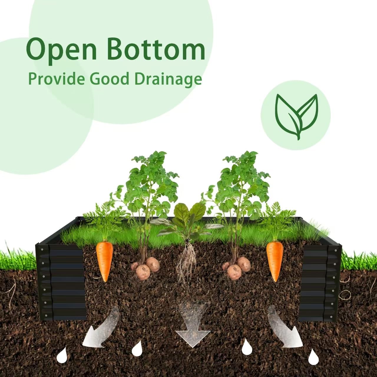 68.7" Raised Garden Bed with Greenhouse Cover, Galvanized Steel Planter Box with Open Bottom Drainage, Dual Use Outdoor Metal Planter for Vegetables Flowers and Herbs