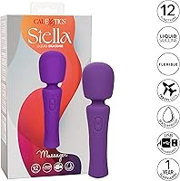 Vista 3 de CalExotics Stella - Masajeador de varita de silicona líquida, vibrador flexible recargable de primera calidad, juguete sexual para mujeres, morado