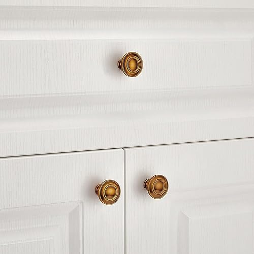 Miniatura 5 de Aandxomk - Juego de 10 pomos de latón antiguo de 1.25 pulgadas, herrajes de gabinete de cocina, puerta de armario, cajón de metal, escritorio,