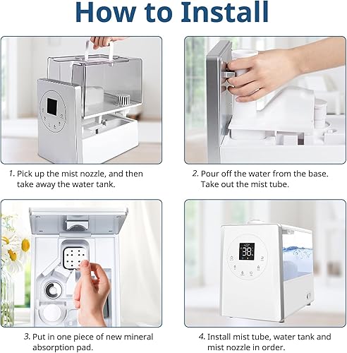 Miniatura 6 de Paquete de 20 almohadillas de absorción, filtros de repuesto para humidificador compatibles con LEVOIT LV600S, LV600HH, humidificador OasisMist450S,