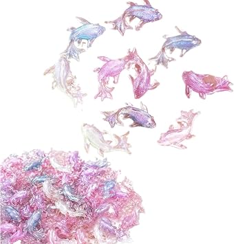 100Pcs Colorful Cute Mini Shiny Miniature Resin Goldfish Figurines, DIY Terrarium Crafts Ornament Accessories, Fairy Garden Accessories Ornament, Outdoor Decor, Outdoor Statues