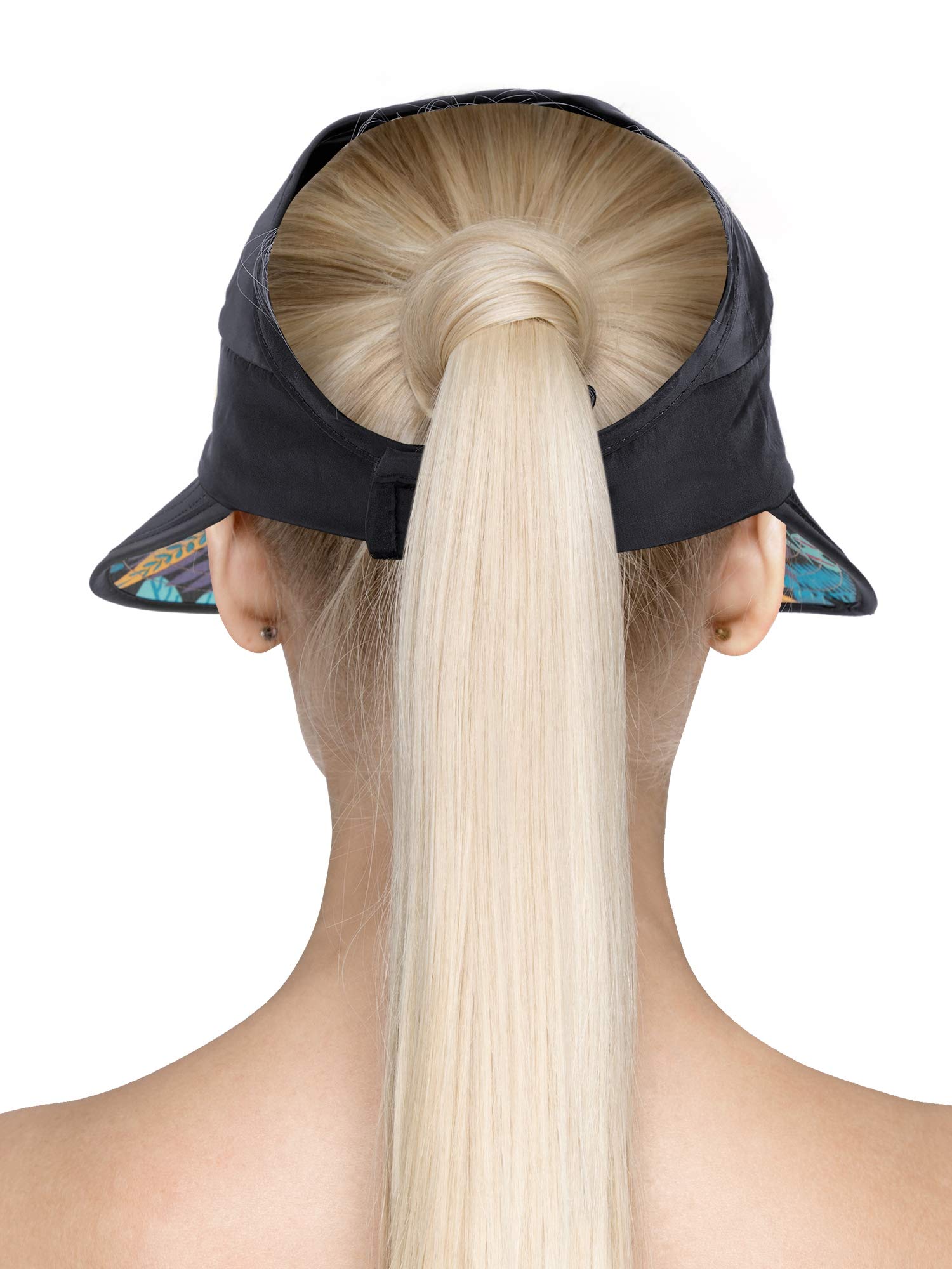 2 sombreros con visera para el sol, gorras de protección UV, sombrero de playa de ala ancha para mujer, multicolor, [Negro, Caqui] 4