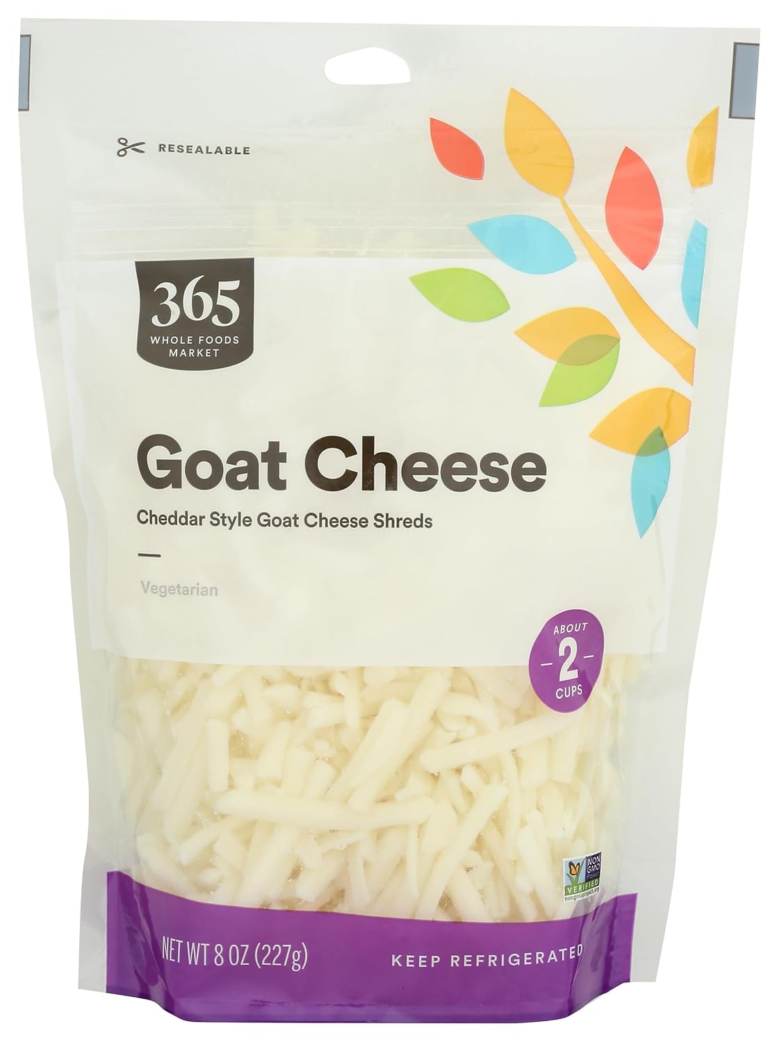 365 by Whole Foods Market Plant-Based Goat Cheese Shreds, 8 oz - Dairy-Free Shredded Cheese Alternative