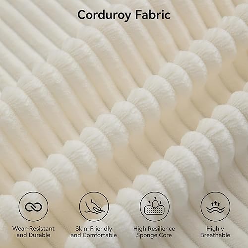 Miniatura 5 de Sofá nube seccional en forma de V de 114 pulgadas con otomana, sofás modulares de 7 plazas para sala de estar, sofá de pana de gran tamaño con