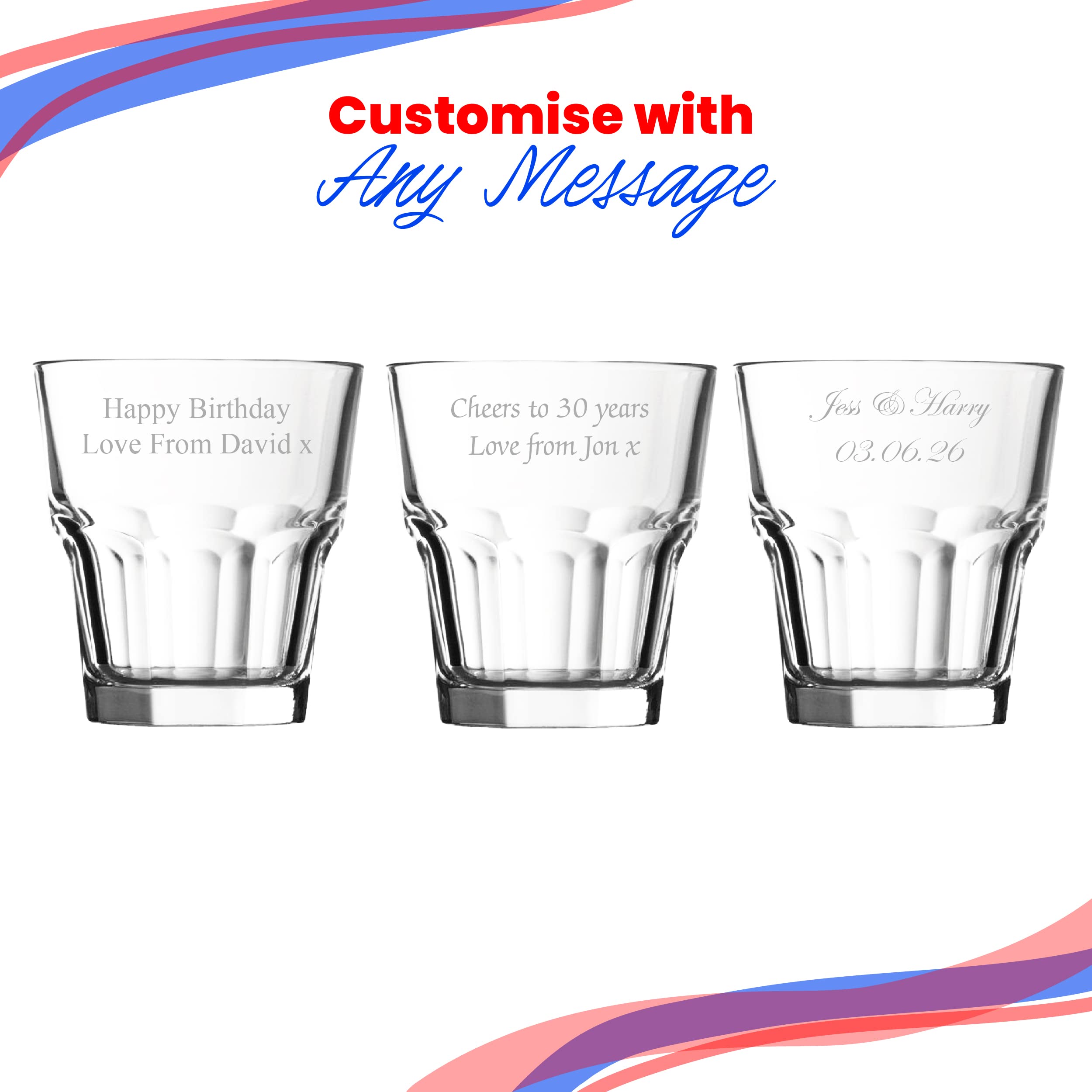 Vaso personalizado grabado estilo americano de 280 ml, cristal Casablanca, cualquier mensaje, para cualquier ocasión como cumpleaños, bodas, Navidad, Pascua, graduación, grabado en el Reino Unido