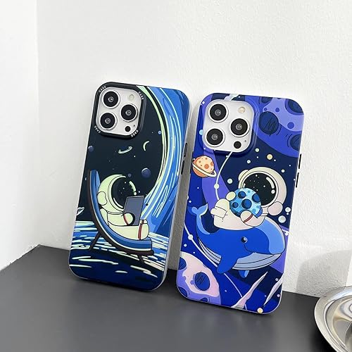 Miniatura 3 de Funda bonita para iPhone 12 Pro, diseño elegante de astronauta de dibujos animados espacial, planeta y luna, con purpurina láser, elegante diseño