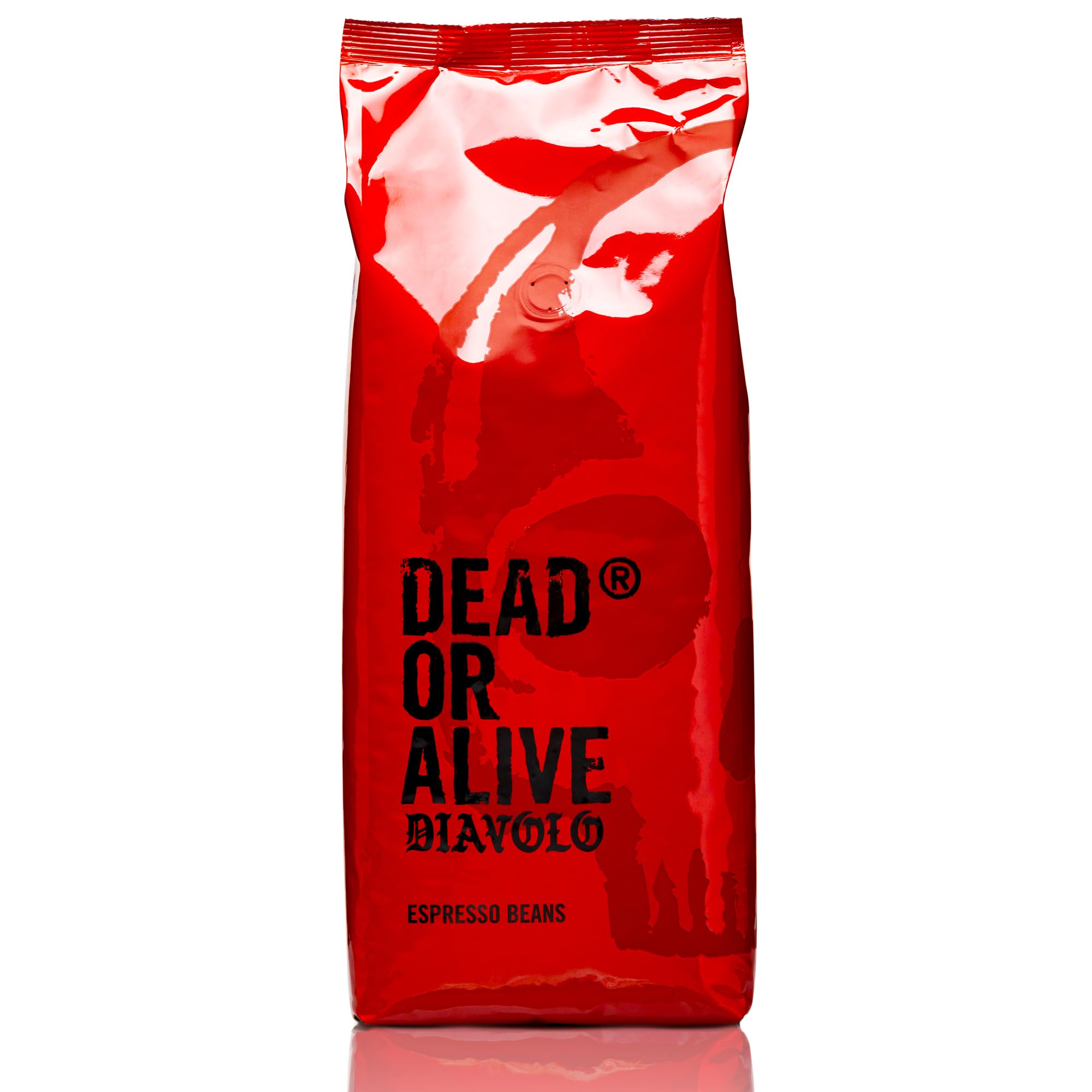 DEAD OR ALIVE Caffè Espresso in Grani DIAVOLO – Tostatura Scura Estrema – 100% Robusta – Bassa Acidità – Stile Napoletano – 1 kg