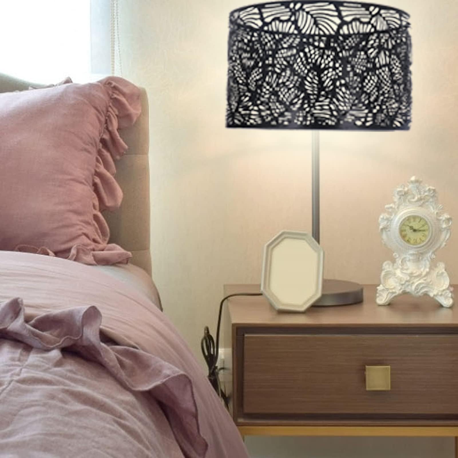 Abat-jour Moderne Style Simple Creusé Conception Lumière Couverture Décoration de La Maison pour E14 E27 Ampoules (Noir)