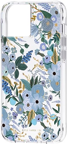 Miniatura 4 de Rifle Paper Co Funda para iPhone 13, protección contra caídas de 10 pies, acentos de lámina dorada, 6.1 pulgadas, Garden Party Blue
