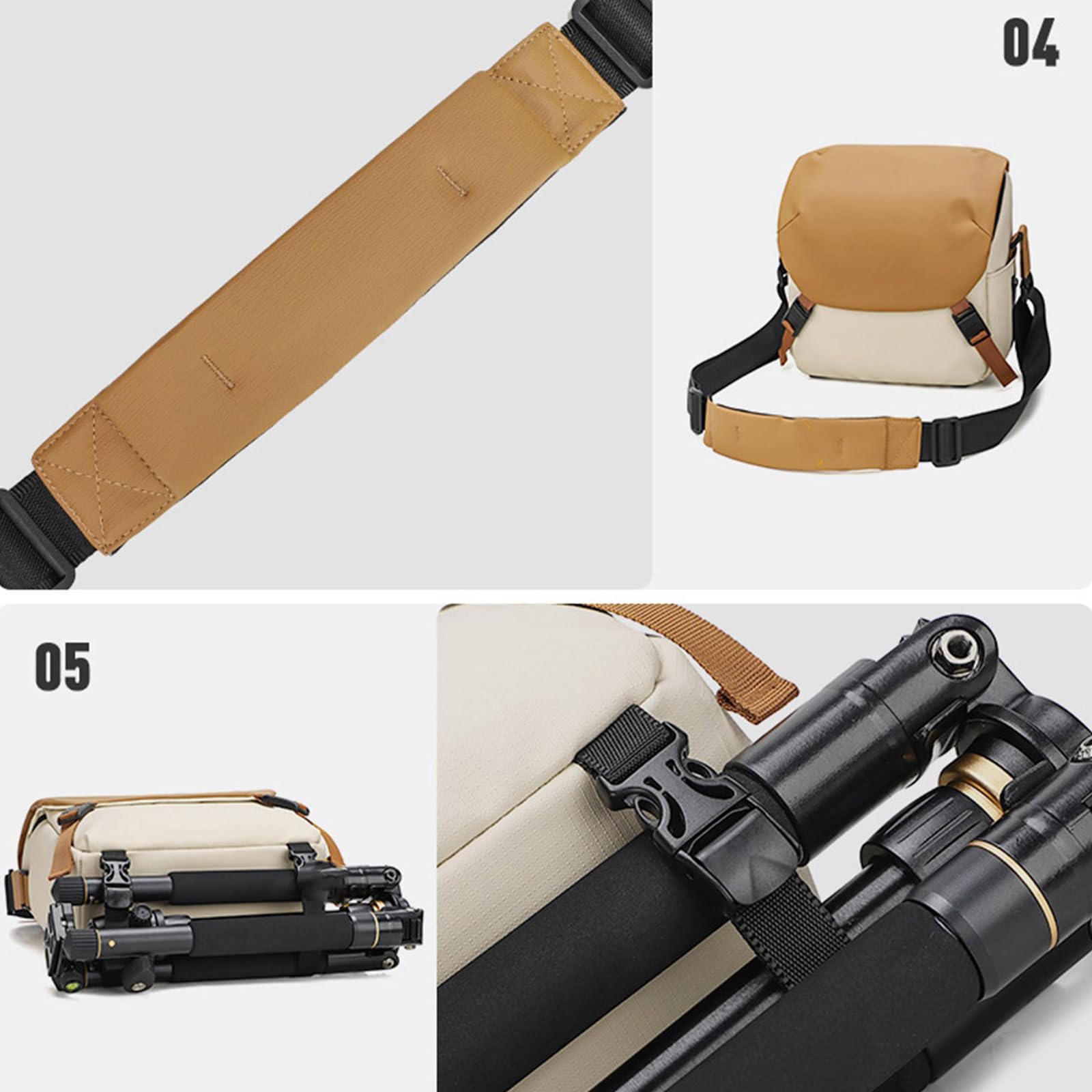 Funda de hombro para cámara con compartimentos protectores y espaciosa bolsa cruzada ajustable interior de tela para cámara universitaria