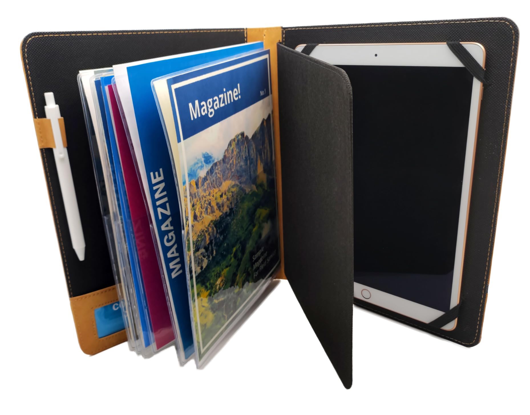 JW Ministry Organizer - Premium PU Leather Tablet, iPad, Phone Holder, Magazines & Tracts - Ideal for Jehovah's Witnesses Field Service and Meetings