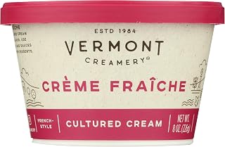 Vermont Creamery Crème Fraîche 8 oz - Rich Nutty Cultured Cream, Won't Curdle, Versatile for Dips Sauces Desserts