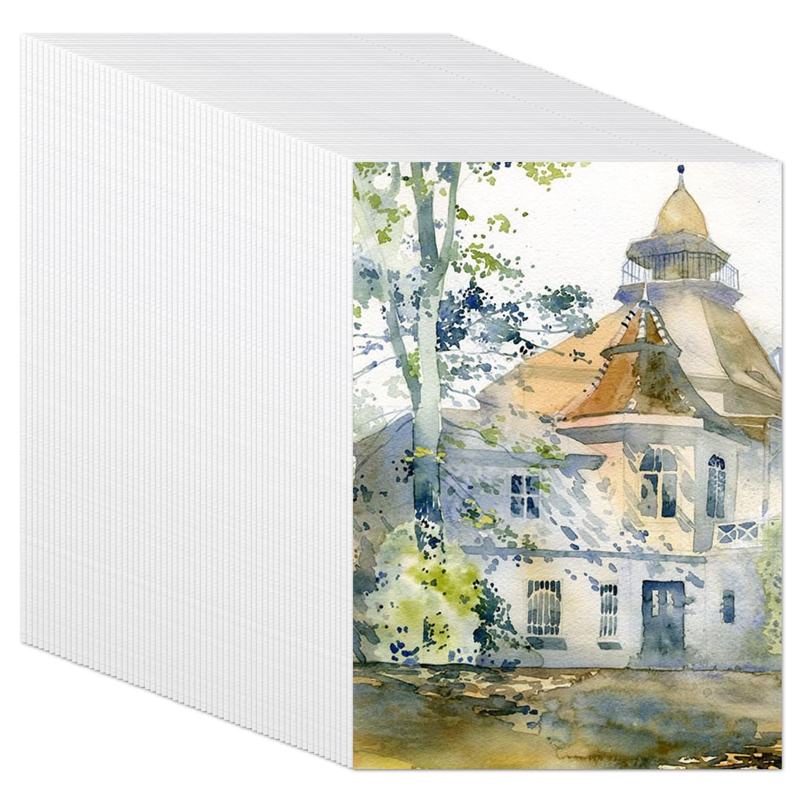 60 Hojas Papel Acuarela 300gr Algodon, Bloc Acuarela A6, Blanco Papel para Acuarela, Papel de Acuarela, para una Gran Variedad de Proyectos Artísticos en Acuarela (10,1x15,2 cm)