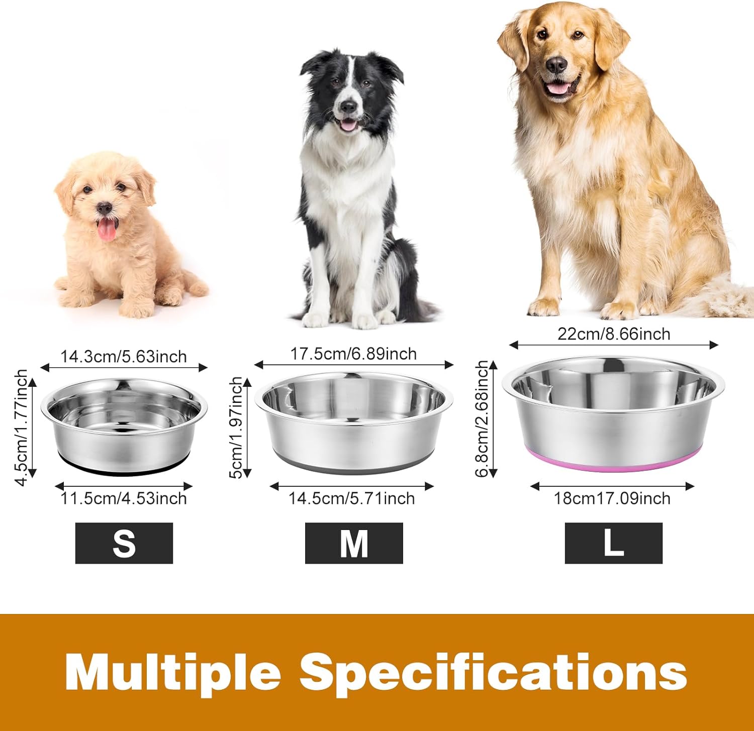 3 Pcs Heavy-Duty Stainless Steel Dog Bowls: The Perfect Feeding Solution for Pets!