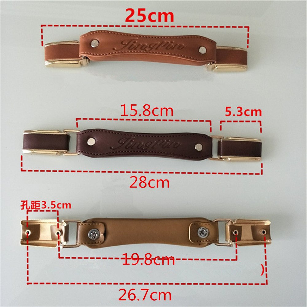 Come with Screwdriver Replacement Luggage Handle Metal Base + Leather for Repair Luggage Password Box Suitcase Draw bar Box Handle DIY (Black)