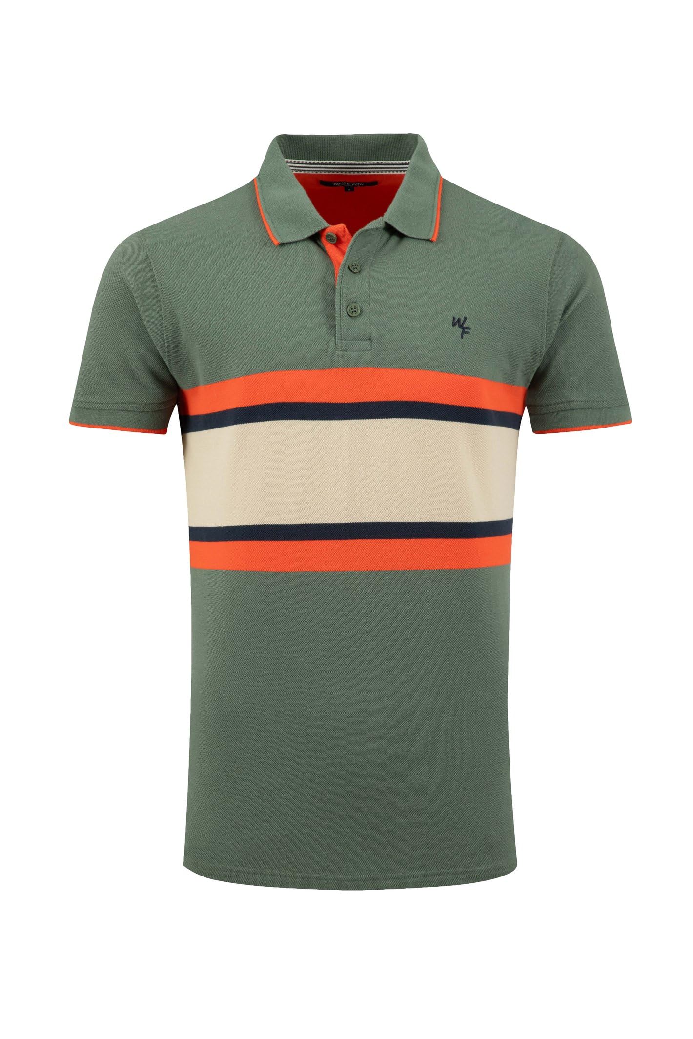 Weird Fish Bradbury Pique Stripe Polo Shirt Woodland Sage Size L