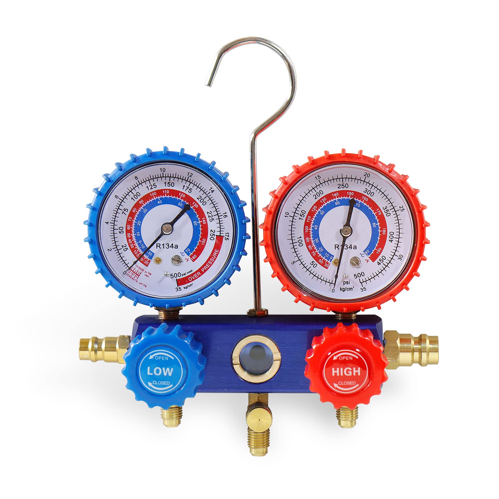 CCLIFE R134a Set Manometro Condizionatori. Manifold Gauge Set per Collettore A/C con 1.5m Tubi per Auto Strumenti Diagnostici Aria Condizionata Sistemi R12 R22