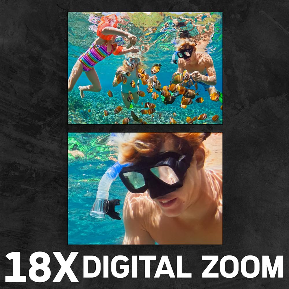 AgfaPhoto - Videocámara - Realimove CC4000W - 4K, Pantalla LCD IPS Articulada de 3", Zoom Digital 18X, Resistente al Agua hasta 5M, Estabilización Electrónica, Batería de Litio – Negro