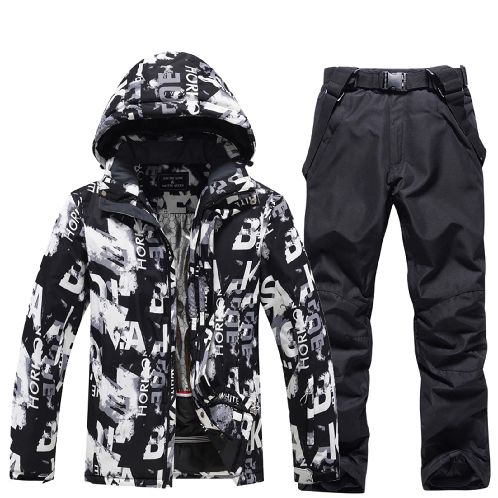 Traje de nieve para hombre, conjunto de esquí impermeable, aislado a prueba de viento, chaqueta de invierno cálido + pantalones de nieve, equipo de senderismo, para trabajo al aire libre