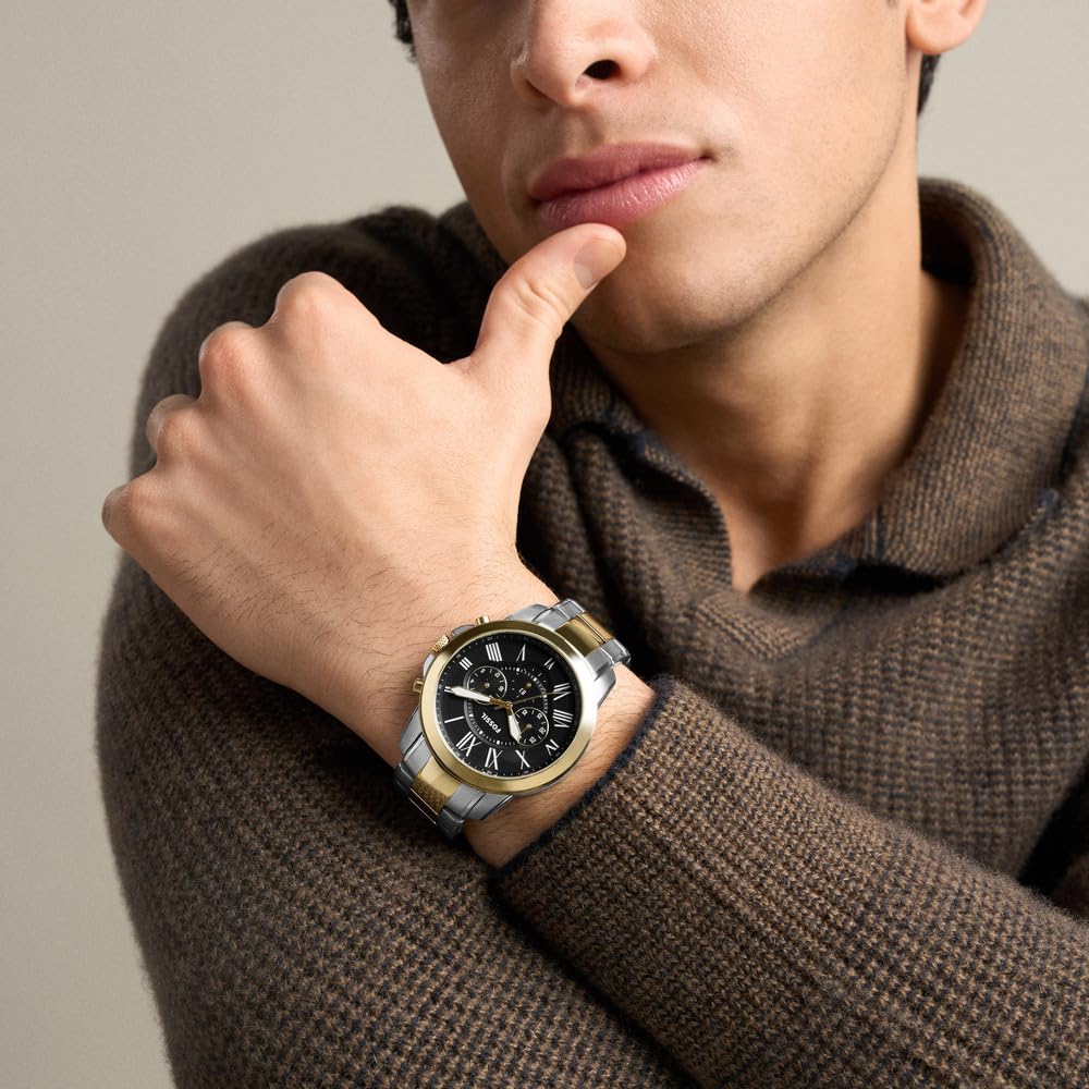 Fossil Grant - Orologio da uomo e da uomo, in acciaio inox, bicolore