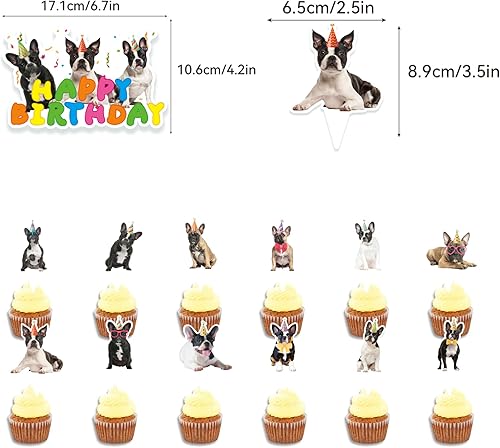 Miniatura 3 de Decoraciones de fiesta de Boston Terrier, suministros de fiesta de cumpleaños de Boston Terrier, incluye pancarta de cumpleaños de Boston Terrier,