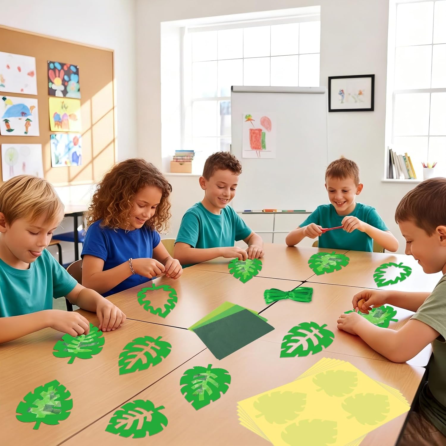 32 Sets Palm Sunday Crafts Easter Palm Leaf Tissue Paper Suncatchers Kits Bulk Stained Glass Effect Spring Sunday School Window DIY Art Craft for Religious Christian Home School Activities Party Favor