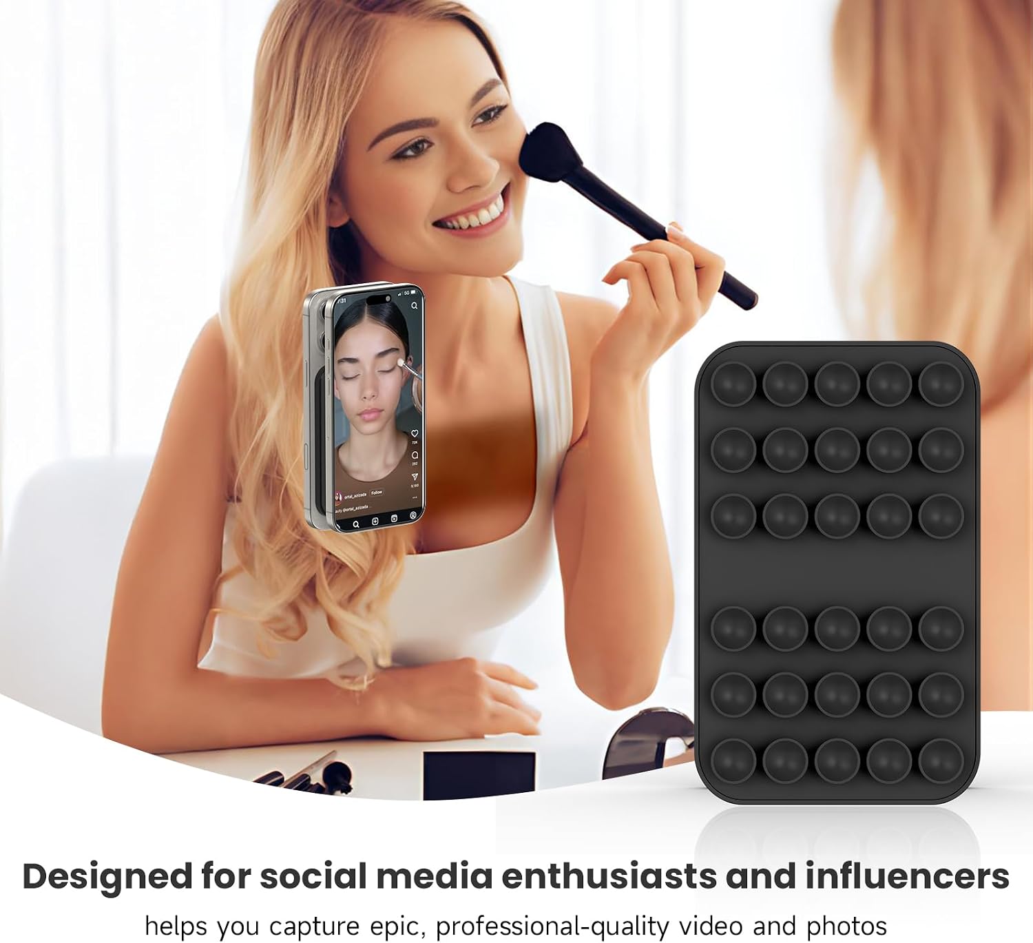 Patented Magnetic Sticky Phone Suction Grip Mount for MagSafe Case,Magnet Silicone Portable Stand Holder for iPhone 16/15/14/13/12 Series and Android, Hands-Free Selfies and Videos image 5