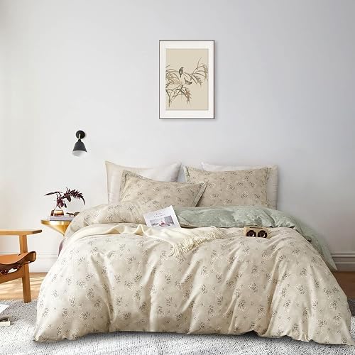 AMWAN Twin XL Bettbezug-Set, Boho-Blumenmuster, Baumwolle, ästhetisches Bettwäsc