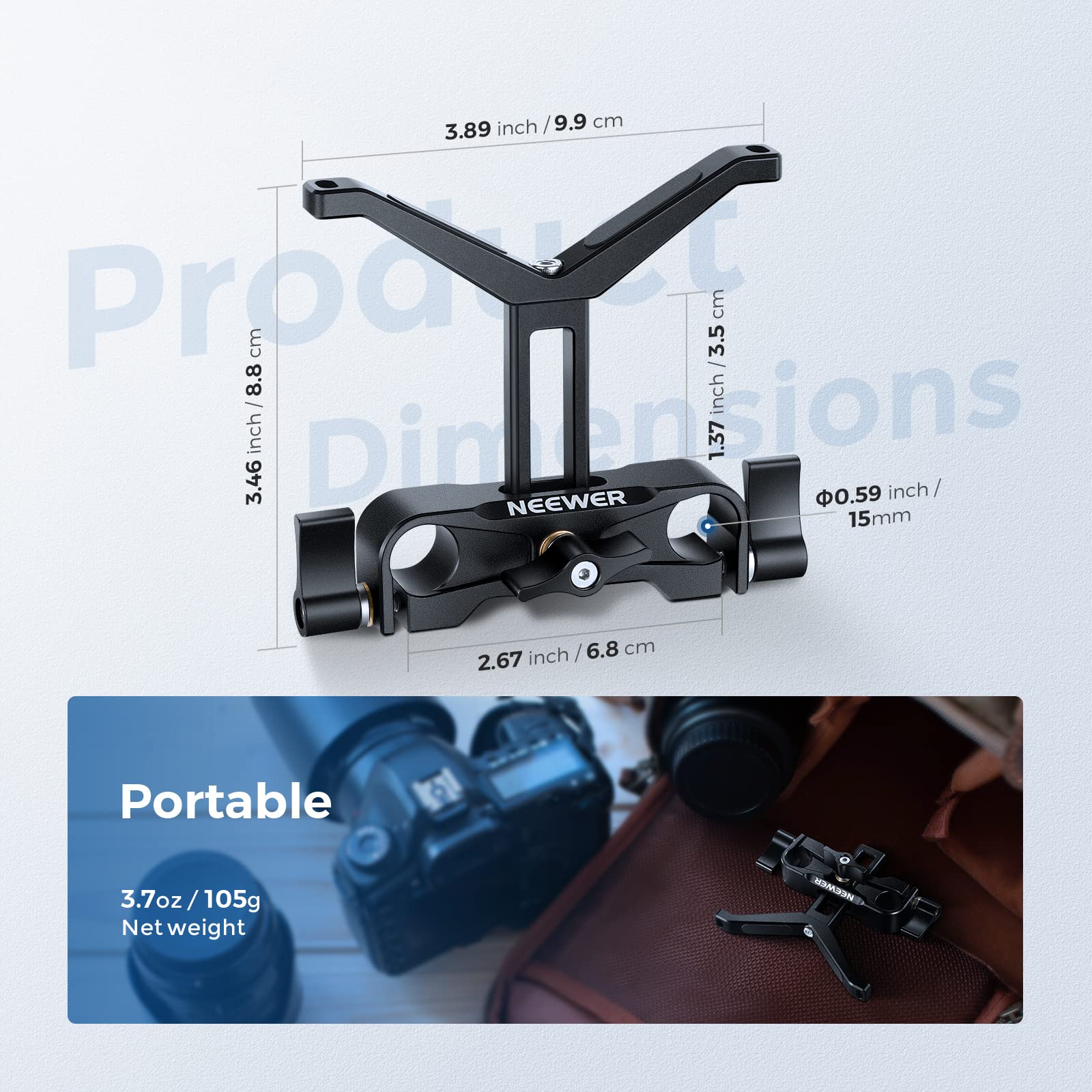 NEEWER Support de téléobjectif Long pour Objectif, avec Hauteur réglable de 35 mm, Compatible avec TILTA, Compatible avec NICEYRIG, Compatible avec SMALLRIG DSLR Appareil Photo épaule Rig Follow Focus