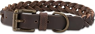 Greased Leather Braided Dog Collar - Robust Handmade Leather Collar - High-Quality Buffalo Leather Collar Clarissa (S (31.0-40.0 cm) product image