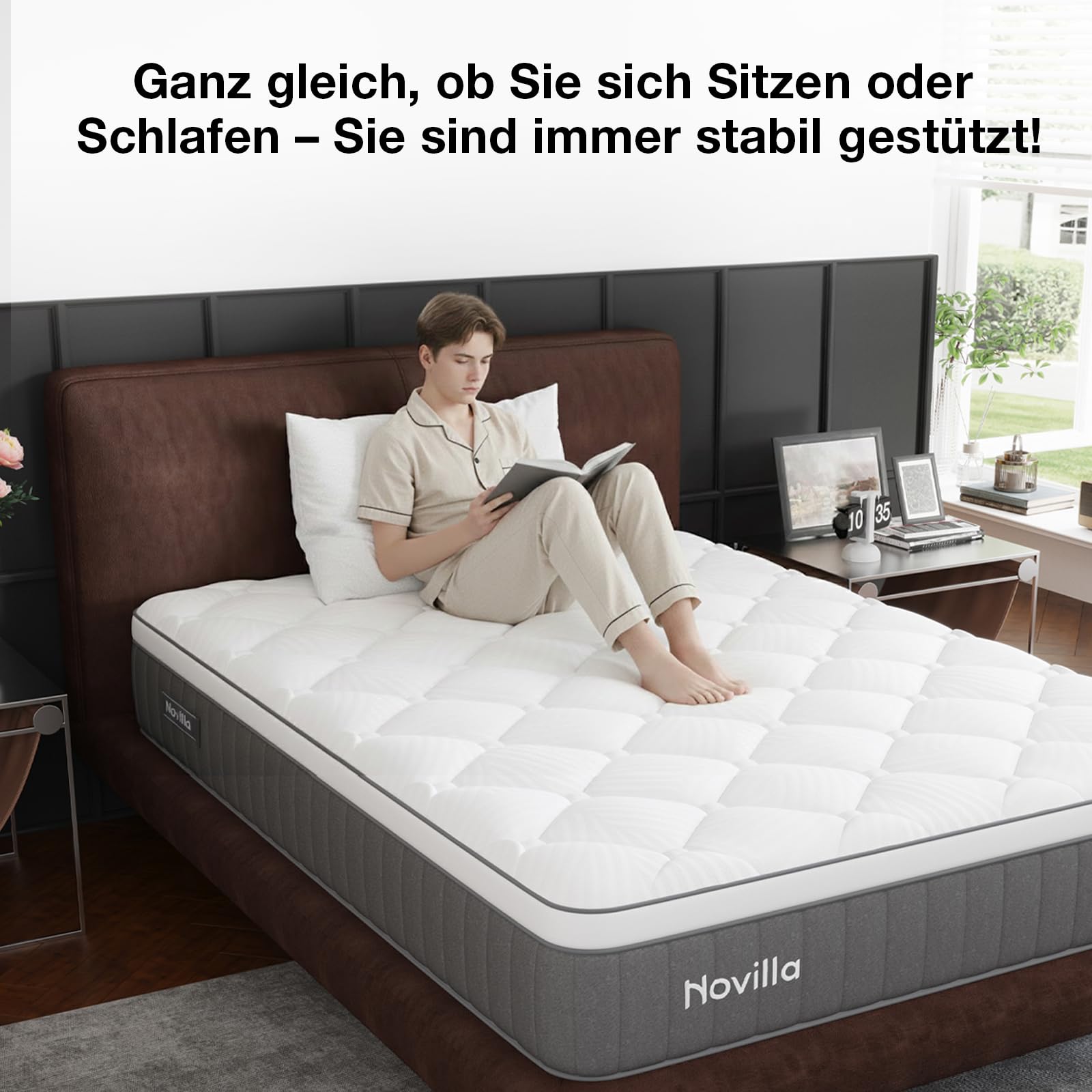 Novilla Matratze 180x200 cm, 22 cm Höhe Härtegrad H4 Kühlende & atmungsaktive 7-Zonen Kaltschaummatratze, Memoryschaum & Komfortschaum Rollmatratze, Oeko-TEX Zertifiziert atmungsaktiver Bezug