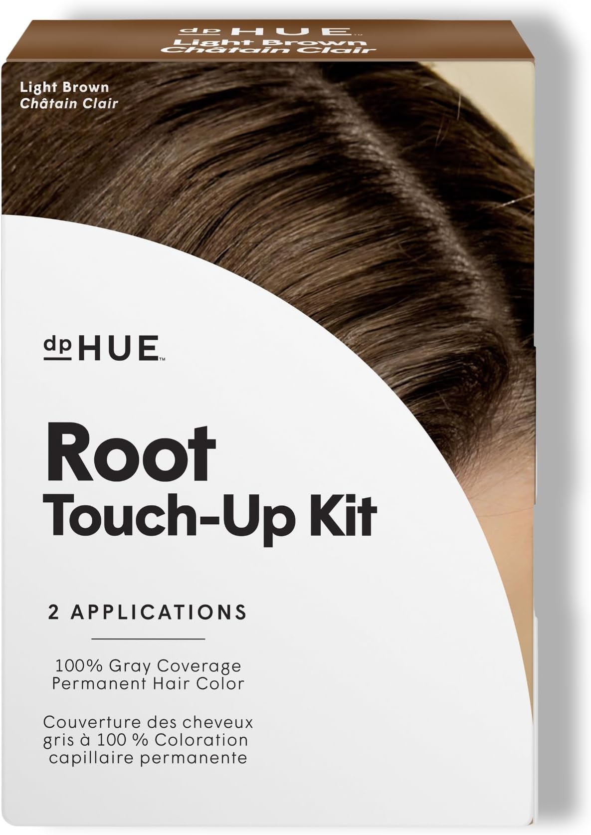 dpHUE Root Touch-Up Kit, Light Brown - Permanent Hair Color for Gray Coverage - Includes Two Applications - Paraben, SLS & SLES Sulfate Free - Leaping Bunny Certified