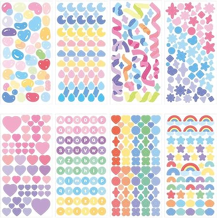 Amazon Co Jp Tafly シールキラキラハートお花月雲星虹ハート英語のアルファベットレーンボー子供にご褒美シール手紙日記家計簿ステッカー 8枚 文房具 オフィス用品