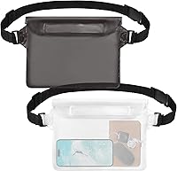 Vista 1 de Paquete de 2 bolsas impermeables con correa ajustable para la cintura, bolsa seca impermeable, mantiene los teléfonos celulares y objetos de valor