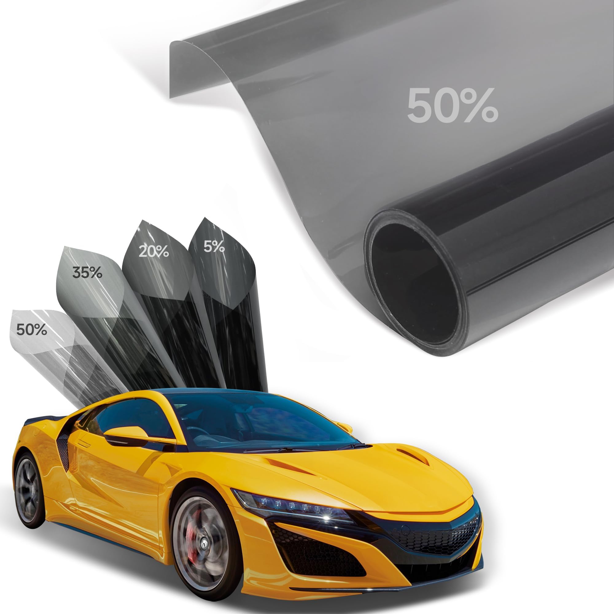 GISSVOGEEK Nano Ceramic Window Tint Film for Cars (50% VLT), 20" x 10FT, 2Mil Thickness, DIY Installation, UVR 99% Heat& UV Block and Scratch Resistant, Privacy Protection or Professional Application