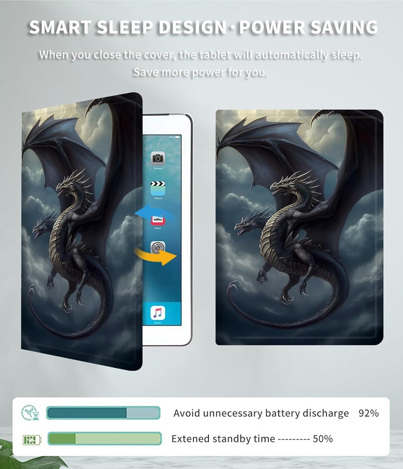 Case for 7" All-New Kindle Paperwhite (12th Generation, 2024) and Kindle Colorsoft Signature Edition Slim Lightweight PU Leather Adjustable Smart Shell Cover with Auto Wake/Sleep, Dragon