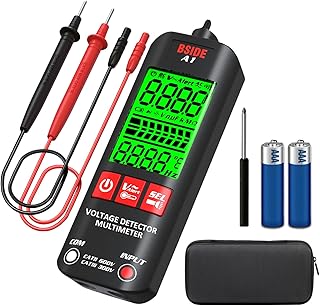 BSIDE Multímetro digital inteligente A1, probador eléctrico, probador de voltaje de bolsillo, pantalla de 3 resultados, rango automático, detector de voltaje sin contacto, triple zumbador, probador de