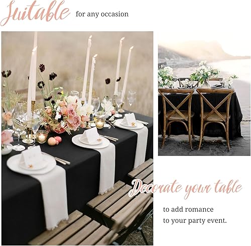 Miniatura 8 de Paquete de 4 manteles de poliéster negro de 60 x 126 pulgadas para mesa rectangular de 8 pies, resistentes a las arrugas, tela lavable, mantel negro
