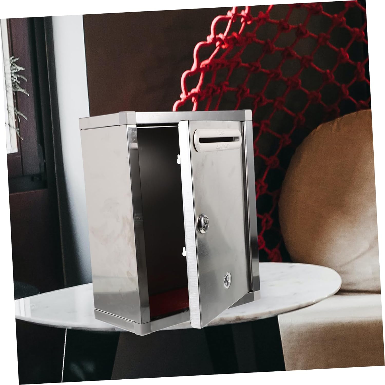 Secure Mailbox Wall Mount No Drill Large Mailboxes for Wall Rust Stainless Steel Mailbox for Front Door Random Color