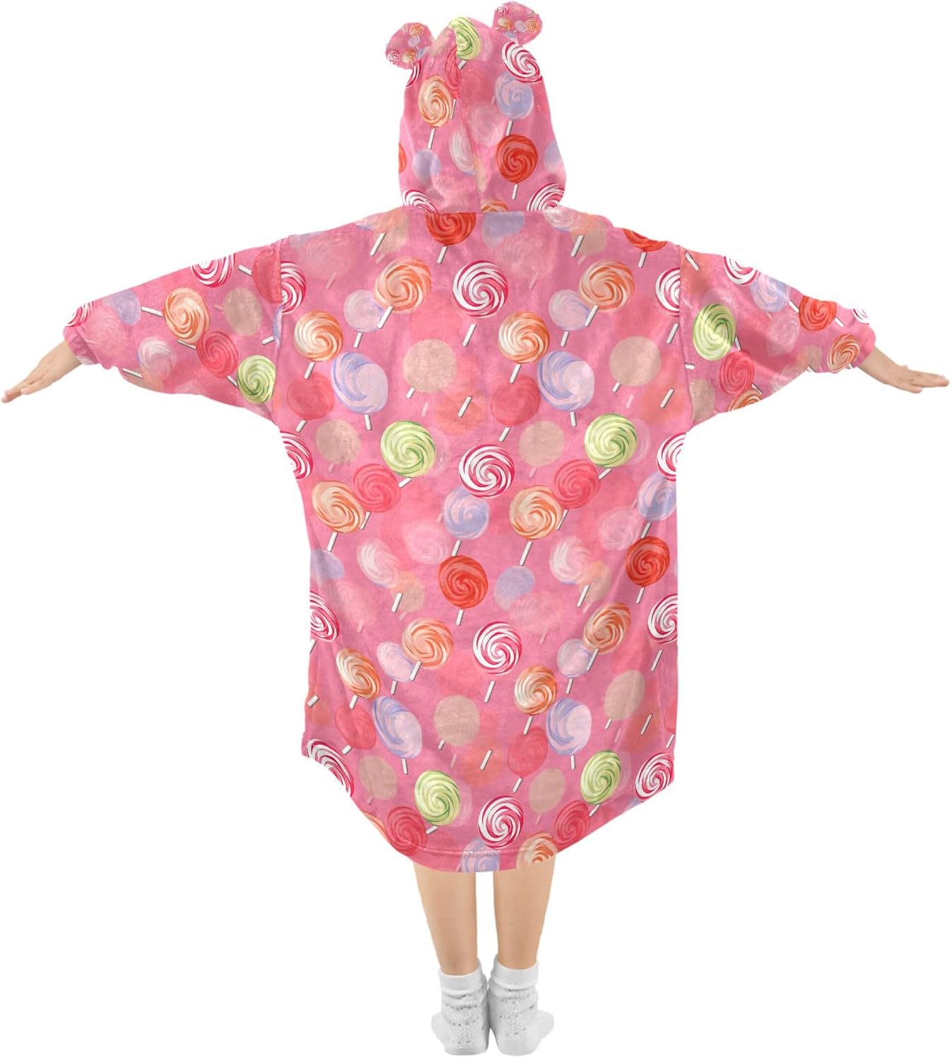 Lollipop Sugar Kids Wearable Blanket Hoodie with Pocket and Sleeves for Toddlers, Cute Hoodies Girls Boys B0403729