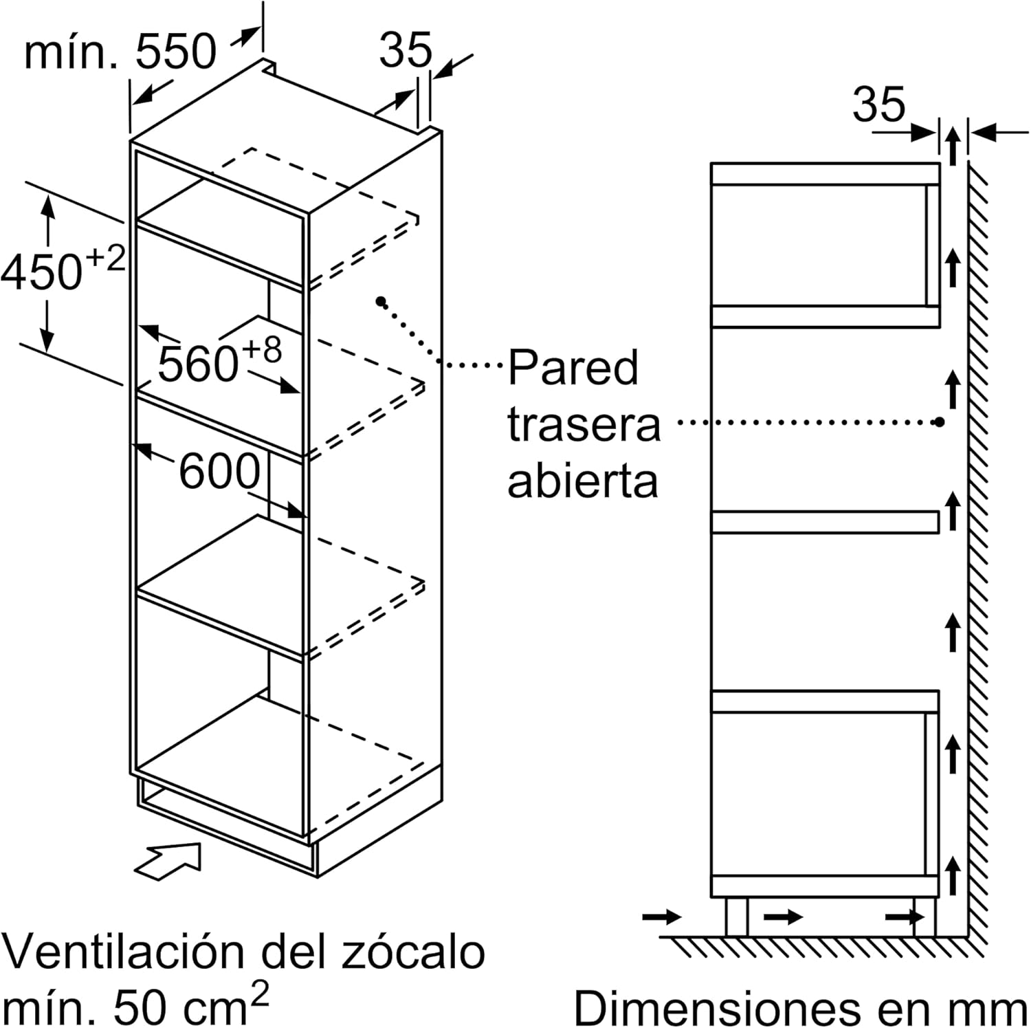 Interior view of the Balay oven showing the extendable Flex Rails and rack.