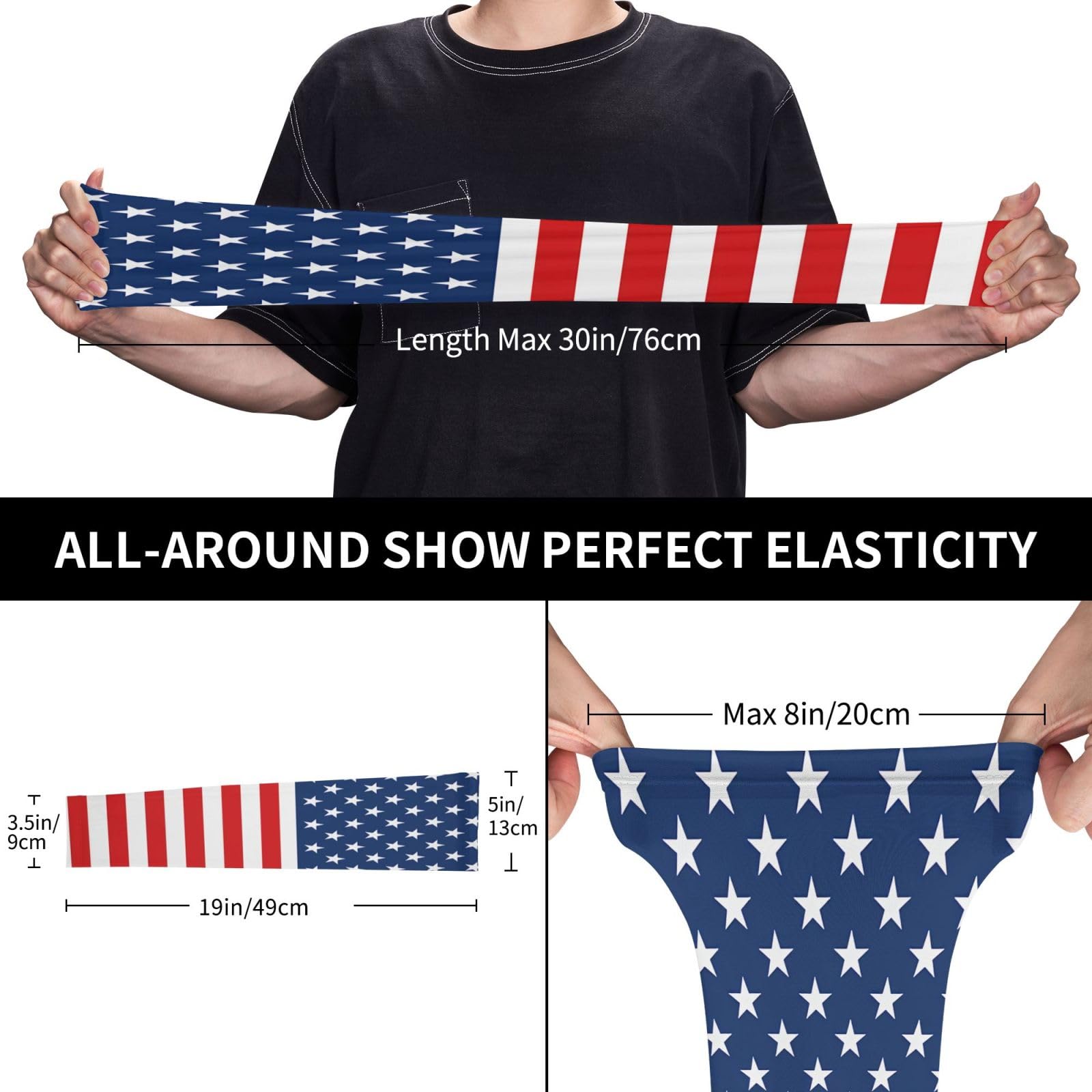Bonitas mangas de brazo de enfriamiento con bandera patriótica para hombres y mujeres, mangas de seda de hielo para exteriores