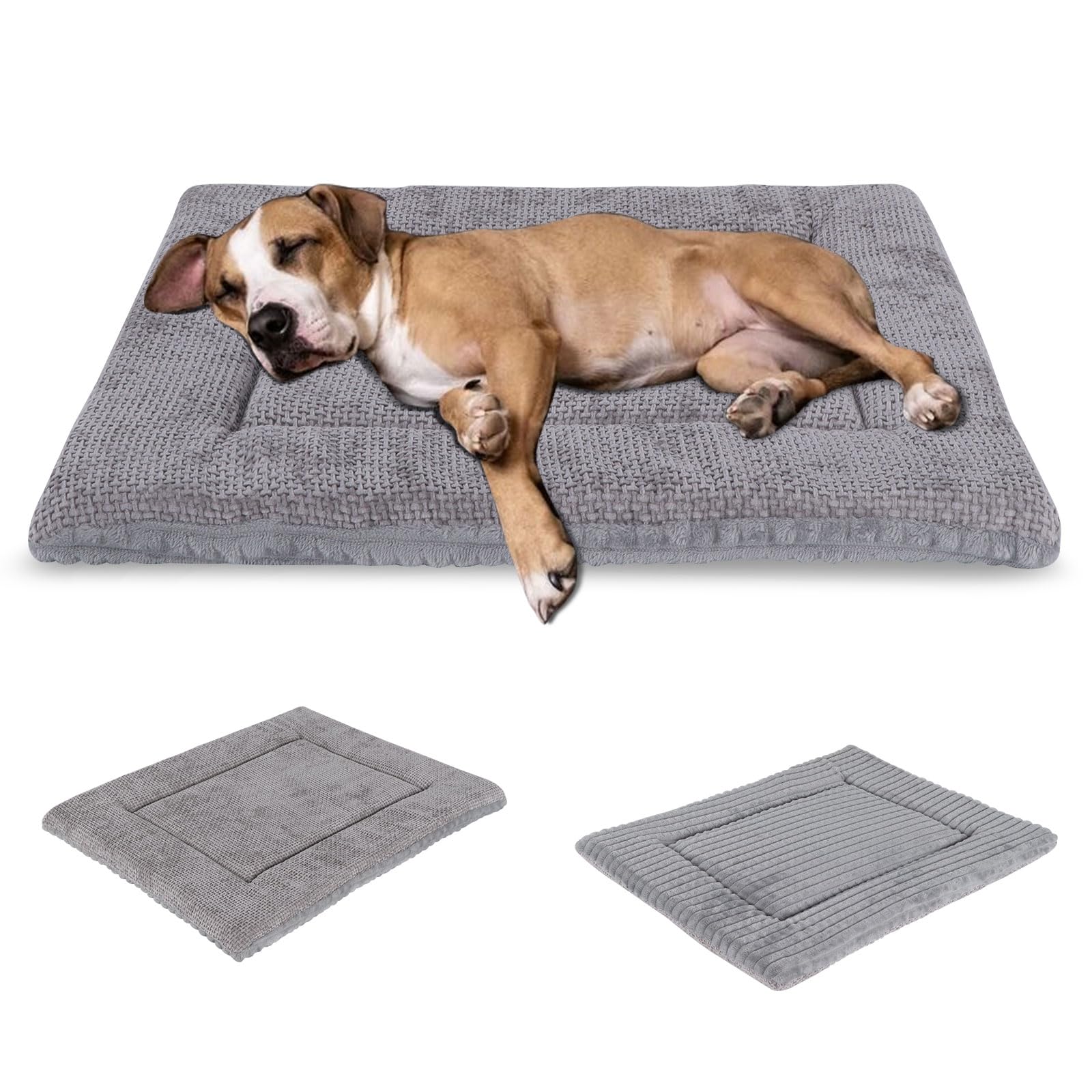Vejaoo Dog Bed, Dog Crate Pad, Reversible Washable Cushion, Soft Plush Puppy Mat - Image 2