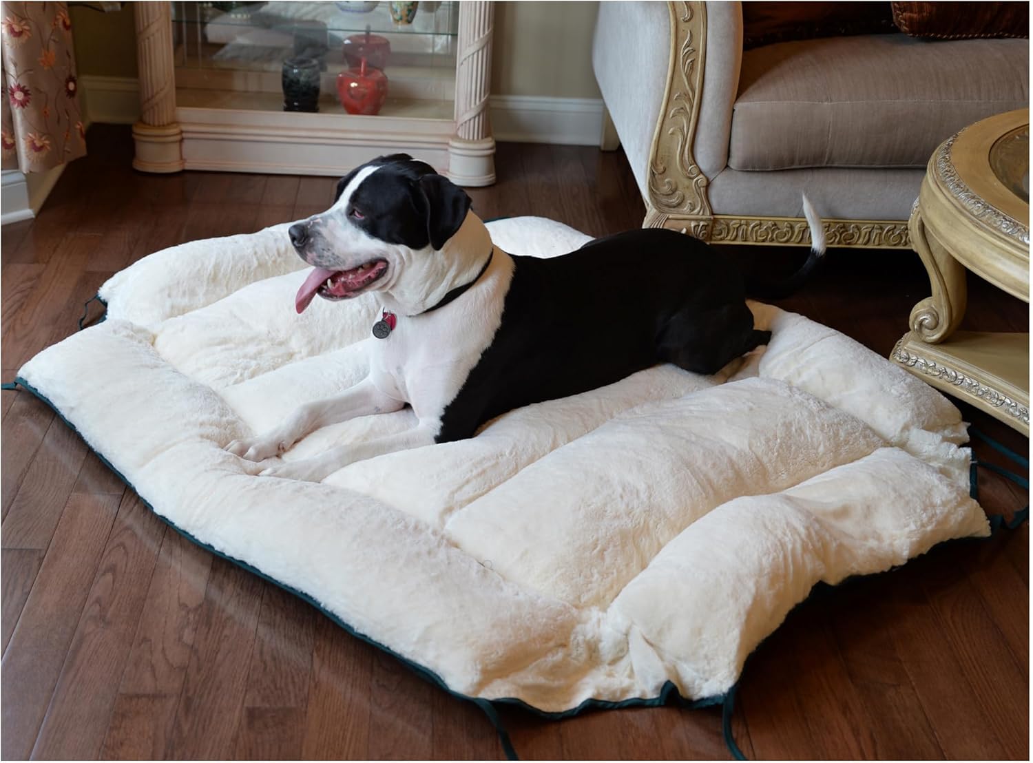 Armarkat Model D04HML/MB-L Large Laurel Green & Ivory Pet Bed and Mat, 42"L x 29"W x 8"H, flat as mat: 51" x 40"