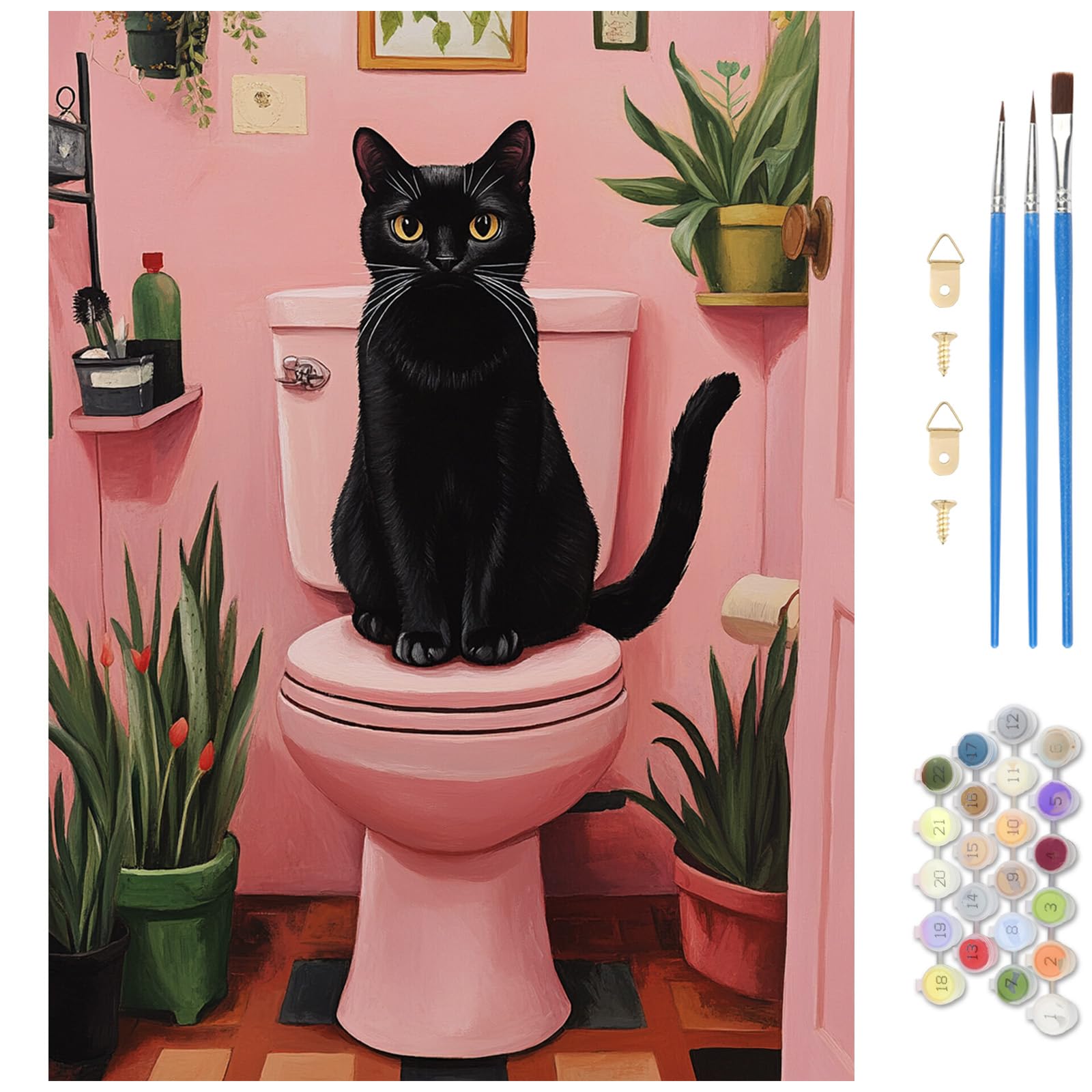 MAXBYE Cat Paint by Numbers Kit for Adults Beginners, Adult Painting by Numbers on Canvas, Acrylic Paint Crafts for Home Wall Decor Gift 30X40 CM